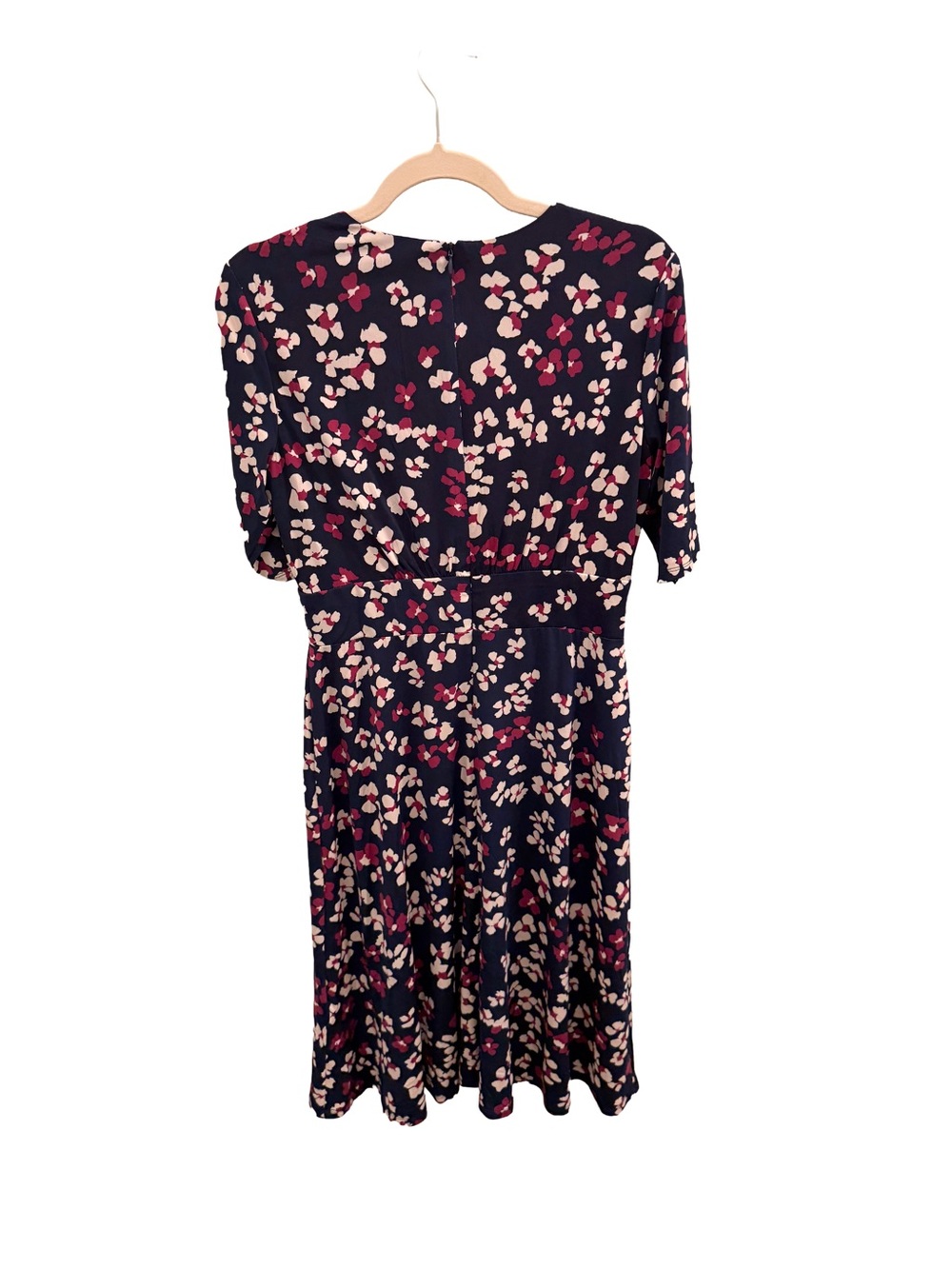 London Times Navy Floral Midi Dress with Coral and White Blooms - Picture 4 of 6